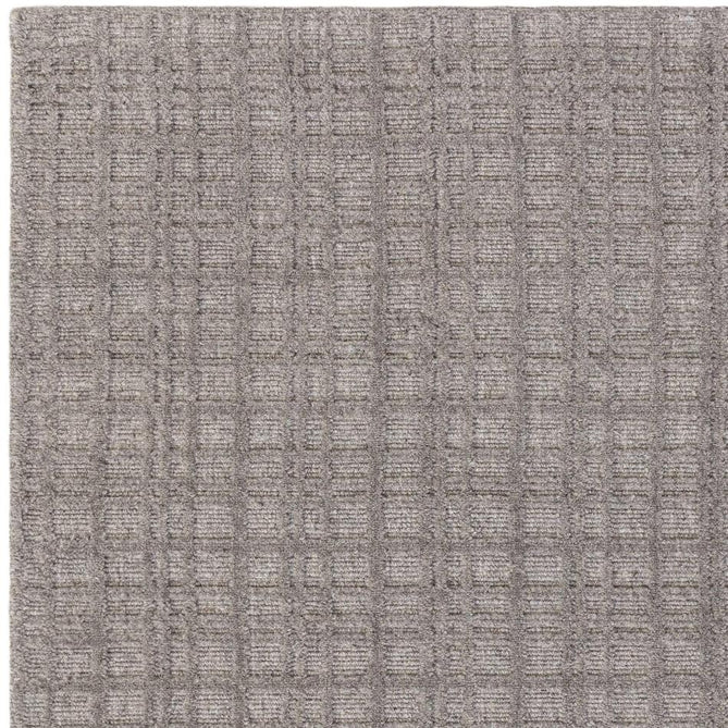 Thatch Modern Plain Geometric Grid Hand-Woven Textured Hi-Lo Ribbed Loop Pile Low-Profile Wool-Blend Taupe Stone Rug-Asiatic Carpets-Rug Love - The Most Loved Rug Store
