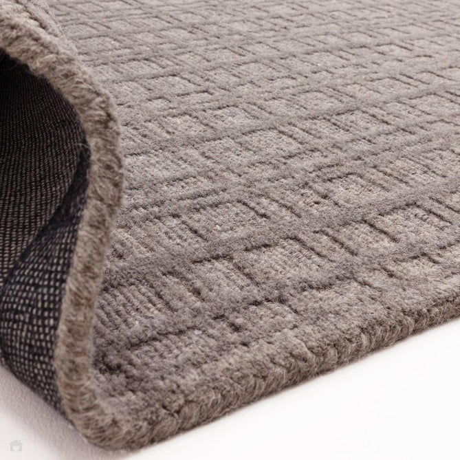 Thatch Modern Plain Geometric Grid Hand-Woven Textured Hi-Lo Ribbed Loop Pile Low-Profile Wool-Blend Taupe Stone Rug-Asiatic Carpets-Rug Love - The Most Loved Rug Store
