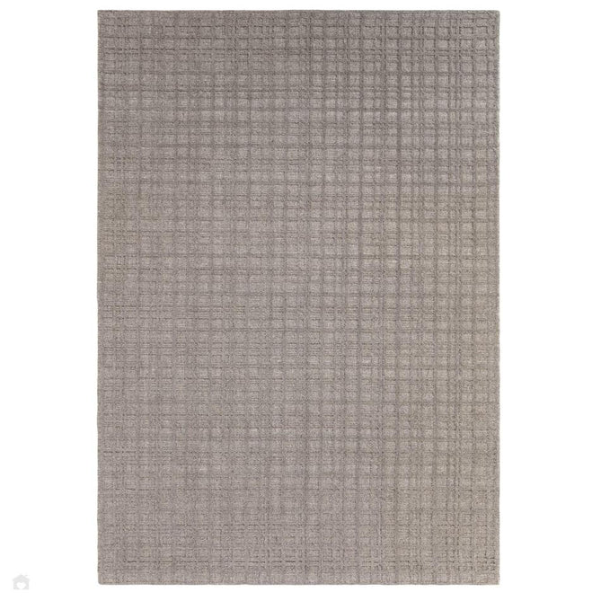 Thatch Modern Plain Geometric Grid Hand-Woven Textured Hi-Lo Ribbed Loop Pile Low-Profile Wool-Blend Taupe Stone Rug-Asiatic Carpets-Rug Love - The Most Loved Rug Store