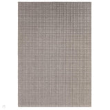 Thatch Modern Plain Geometric Grid Hand-Woven Textured Hi-Lo Ribbed Loop Pile Low-Profile Wool-Blend Taupe Stone Rug
