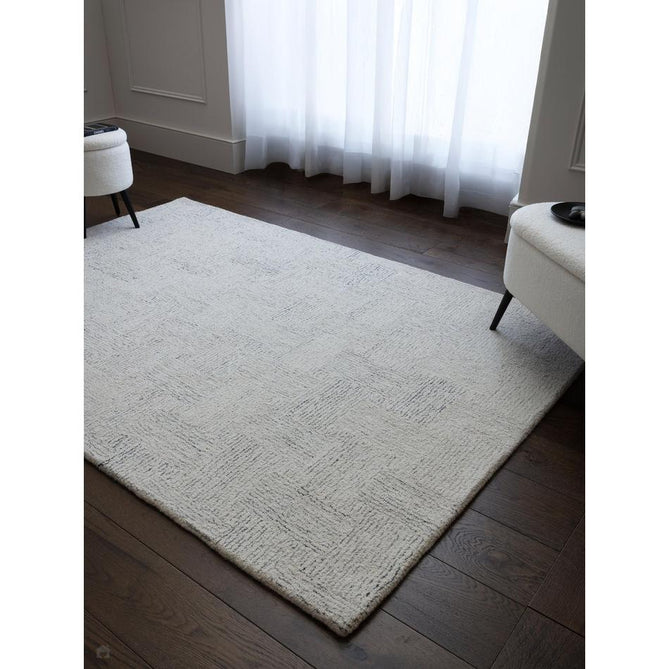 Theodore Modern Plain Subtle Cross-Hatch Hand-Woven Textured Wool Loop Pile White/Soft Black Rug-Asiatic Carpets-Rug Love - The Most Loved Rug Store