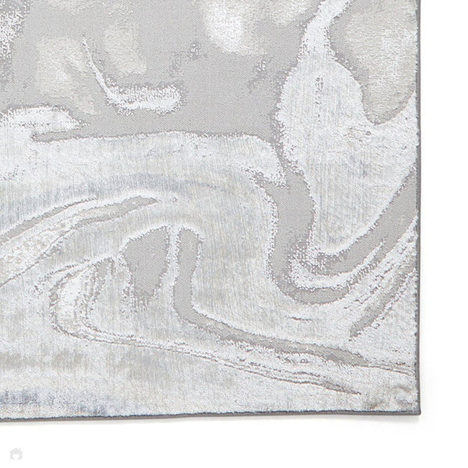 Tidal TL841 Modern Abstract Distressed Metallic Shimmer Soft Smooth Textured Polyester Low Profile Short Pile Silver/Grey/Cream Rug-Think Rugs-Rug Love - The Most Loved Rug Store