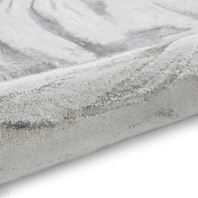 Tidal TL841 Modern Abstract Distressed Metallic Shimmer Soft Smooth Textured Polyester Low Profile Short Pile Silver/Grey/Cream Rug-Think Rugs-Rug Love - The Most Loved Rug Store