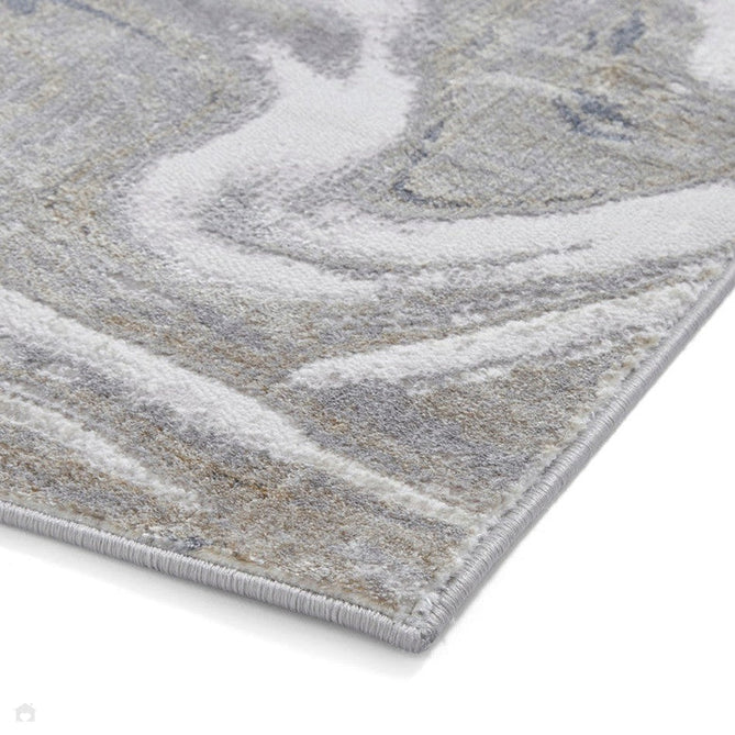 Tidal TL841 Modern Abstract Distressed Metallic Shimmer Soft Smooth Textured Polyester Low Profile Short Pile Silver/Grey/Cream Rug-Think Rugs-Rug Love - The Most Loved Rug Store