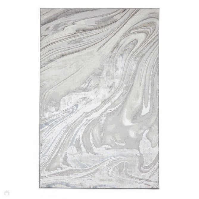 Tidal TL841 Modern Abstract Distressed Metallic Shimmer Soft Smooth Textured Polyester Low Profile Short Pile Silver/Grey/Cream Rug-Think Rugs-Rug Love - The Most Loved Rug Store