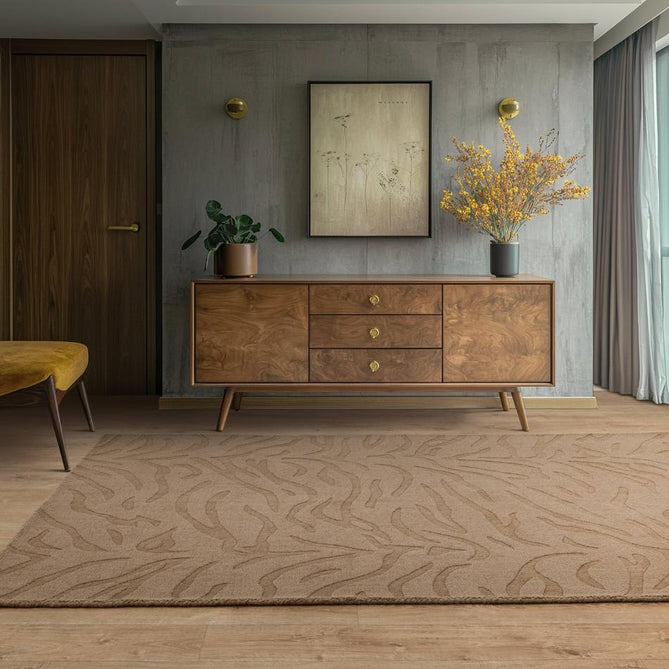 Tigra Modern Animal Inspired Textured Hand-Woven Carved Hi-Lo Ribbed Cut & Loop Wool Mocha Rug-Asiatic Carpets-Rug Love - The Most Loved Rug Store