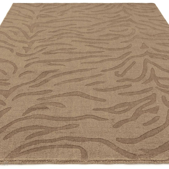 Tigra Modern Animal Inspired Textured Hand-Woven Carved Hi-Lo Ribbed Cut & Loop Wool Mocha Rug-Asiatic Carpets-Rug Love - The Most Loved Rug Store