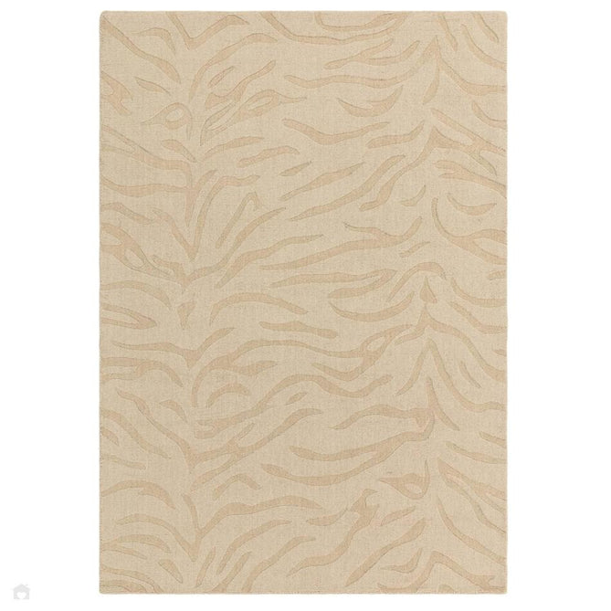 Tigra Modern Animal Inspired Textured Hand-Woven Carved Hi-Lo Ribbed Cut & Loop Wool Sand Rug 160 x 230 cm