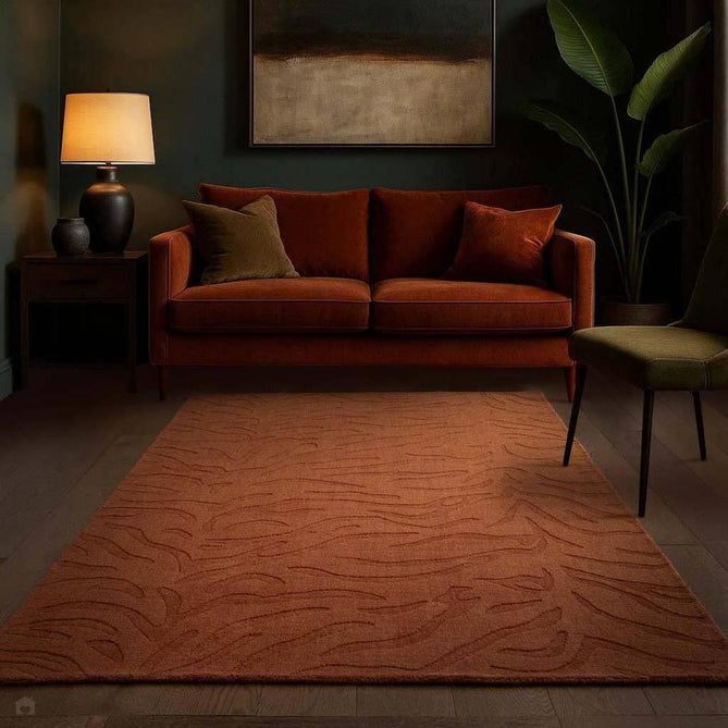Tigra Modern Animal Inspired Textured Hand-Woven Carved Hi-Lo Ribbed Cut & Loop Wool Spice Rug-Asiatic Carpets-Rug Love - The Most Loved Rug Store