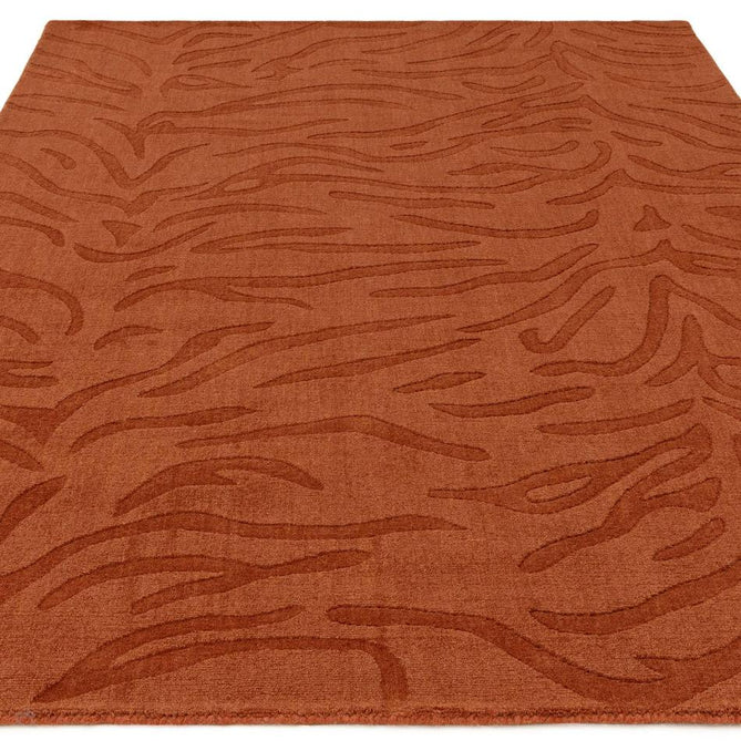 Tigra Modern Animal Inspired Textured Hand-Woven Carved Hi-Lo Ribbed Cut & Loop Wool Spice Rug-Asiatic Carpets-Rug Love - The Most Loved Rug Store