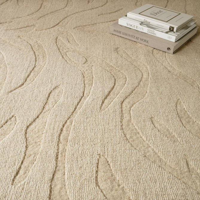 Tigra Modern Animal Inspired Textured Hand-Woven Carved Hi-Lo Ribbed Cut & Loop Wool Sand Rug