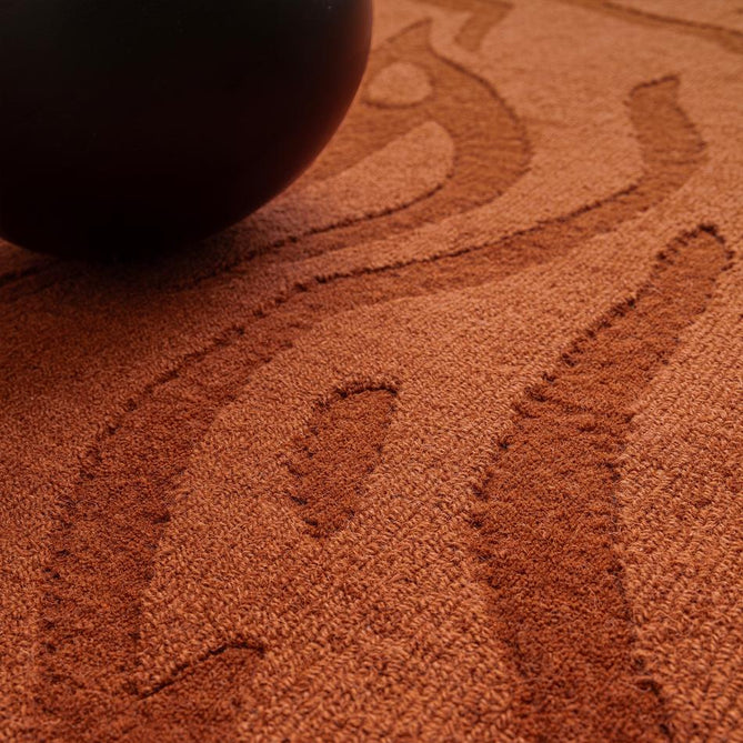 Tigra Modern Animal Inspired Textured Hand-Woven Carved Hi-Lo Ribbed Cut & Loop Wool Spice Rug