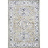 Topaz G4705 Traditional Vintage Distressed Medallion Border Printed Chenille Polyester Flatweave Gold/Cream Rug