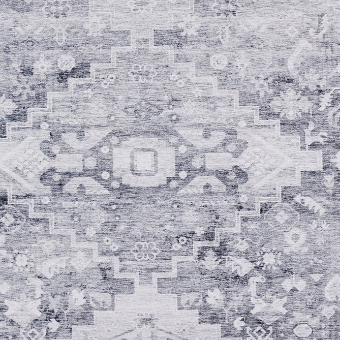 Topaz H1265 Traditional Vintage Distressed Medallion Border Lightweight Printed Chenille Polyester Flatweave Light Grey/Charcoal Grey/Ash Grey/Cream/Ivory/Taupe Beige Rug-Think Rugs-Rug Love - The Most Loved Rug Store