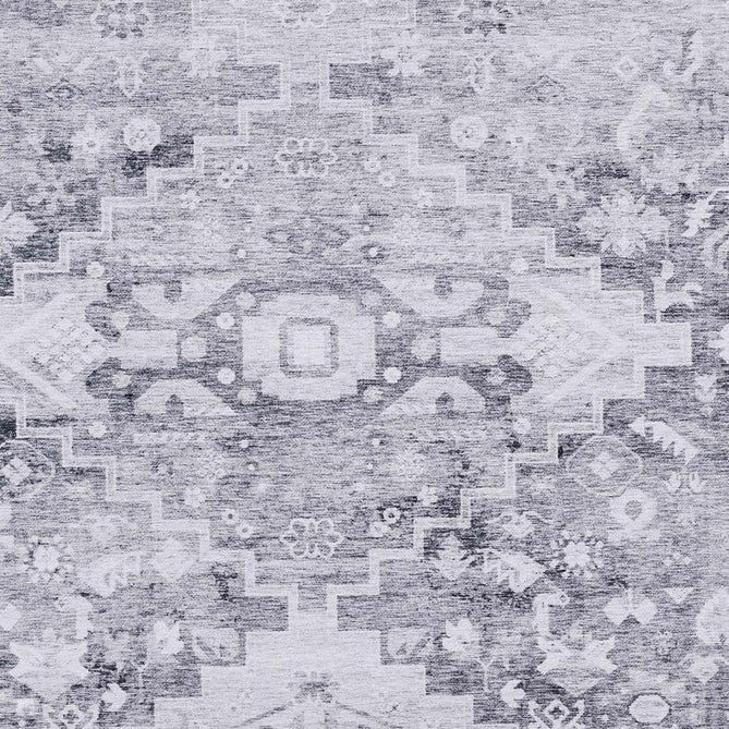 Topaz H1265 Traditional Vintage Distressed Medallion Border Lightweight Printed Chenille Polyester Flatweave Light Grey/Charcoal Grey/Ash Grey/Cream/Ivory/Taupe Beige Rug-Think Rugs-Rug Love - The Most Loved Rug Store