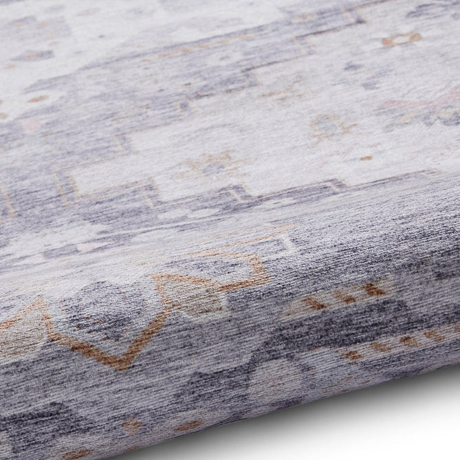 Topaz H1265 Traditional Vintage Distressed Medallion Border Lightweight Printed Chenille Polyester Flatweave Soft Grey/Charcoal Grey/Stone Beige/Ivory/Taupe/Faded Gold Rug-Think Rugs-Rug Love - The Most Loved Rug Store