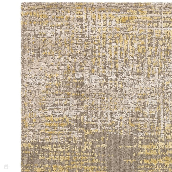 Torino Modern Abstract Distressed Shimmer Tonal Textured Hi-Low Soft Wool Loop & Viscose Flatweave Beige/Gold/Yellow/Taupe Grey Rug-Asiatic Carpets-Rug Love - The Most Loved Rug Store