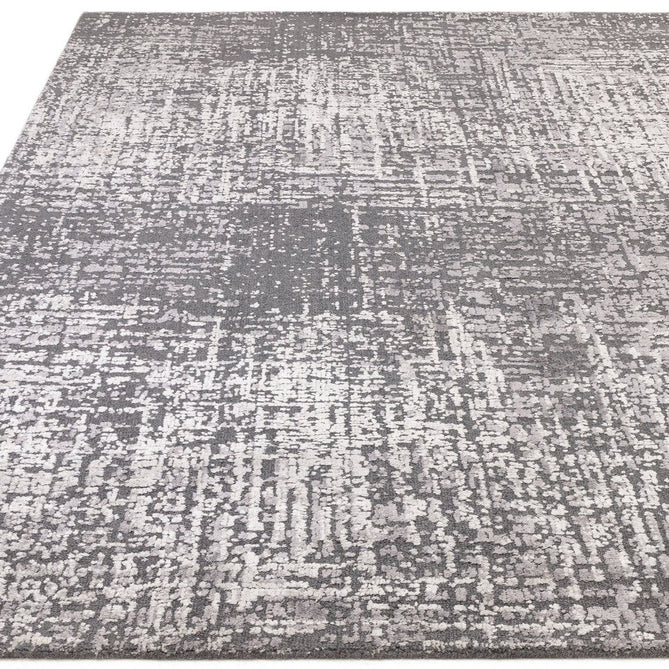 Torino Modern Abstract Distressed Shimmer Tonal Textured Hi-Low Soft Wool Loop & Viscose Flatweave Charcoal Grey/Steel Grey/Soft Silver/Muted Graphite Rug-Asiatic Carpets-Rug Love - The Most Loved Rug Store