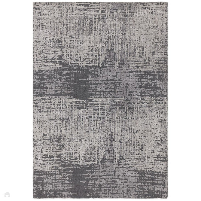 Torino Modern Abstract Distressed Shimmer Tonal Textured Hi-Low Soft Wool Loop & Viscose Flatweave Charcoal Grey/Steel Grey/Soft Silver/Muted Graphite Rug-Asiatic Carpets-Rug Love - The Most Loved Rug Store