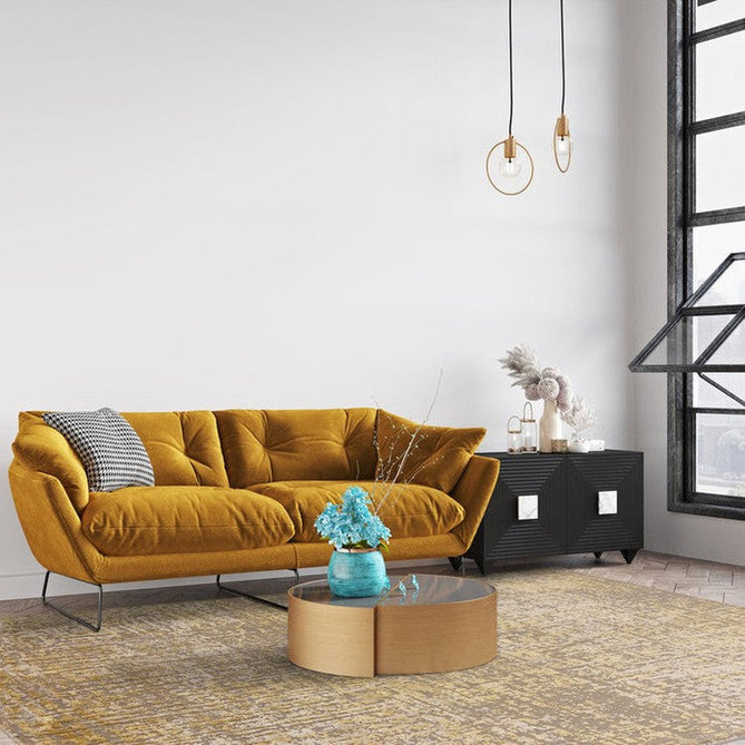 Torino Modern Abstract Distressed Shimmer Tonal Textured Hi-Low Soft Wool Loop & Viscose Flatweave Gold/Yellow/Beige Rug-Asiatic Carpets-Rug Love - The Most Loved Rug Store