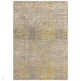 Torino Modern Abstract Distressed Shimmer Tonal Textured Hi-Low Soft Wool Loop & Viscose Flatweave Gold/Yellow/Beige Rug
