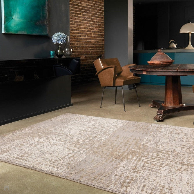 Torino Modern Abstract Distressed Shimmer Tonal Textured Hi-Low Soft Wool Loop & Viscose Flatweave Natural Beige/Cream/Taupe Grey Rug-Asiatic Carpets-Rug Love - The Most Loved Rug Store