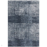 Torino Modern Abstract Distressed Shimmer Tonal Textured Hi-Low Soft Wool Loop & Viscose Flatweave Petrol Blue Rug