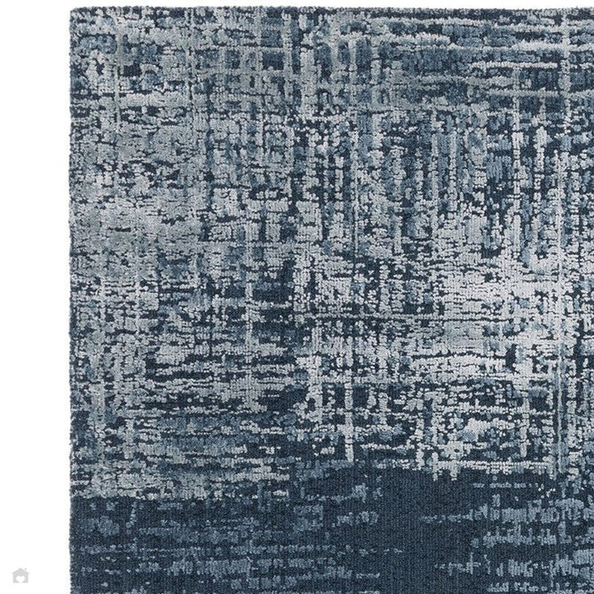 Torino Modern Abstract Distressed Shimmer Tonal Textured Hi-Low Soft Wool Loop & Viscose Flatweave Petrol Blue/Silver/Off White Rug-Asiatic Carpets-Rug Love - The Most Loved Rug Store