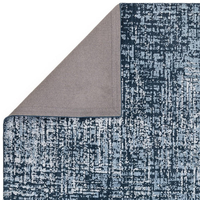 Torino Modern Abstract Distressed Shimmer Tonal Textured Hi-Low Soft Wool Loop & Viscose Flatweave Petrol Blue/Silver/Off White Rug-Asiatic Carpets-Rug Love - The Most Loved Rug Store