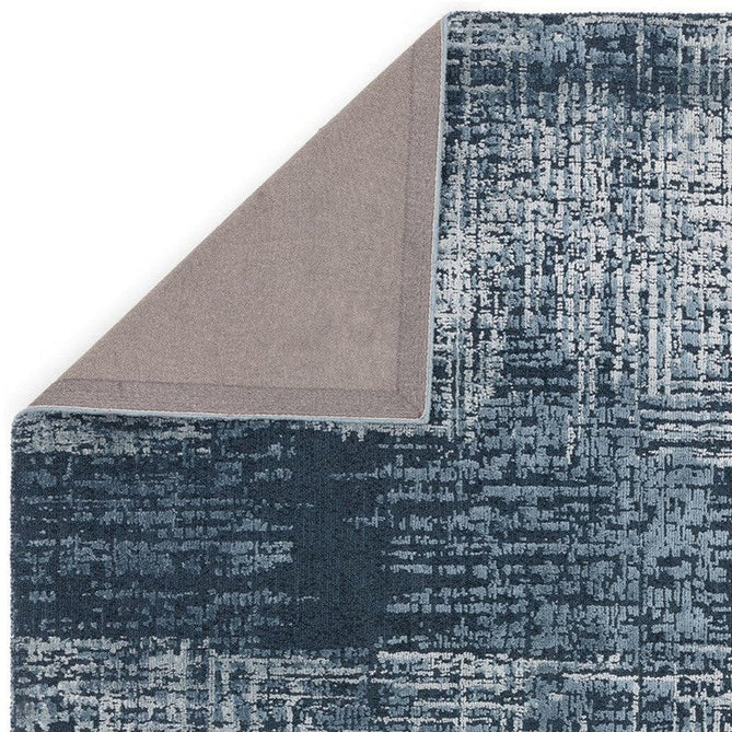 Torino Modern Abstract Distressed Shimmer Tonal Textured Hi-Low Soft Wool Loop & Viscose Flatweave Petrol Blue/Silver/Off White Rug-Asiatic Carpets-Rug Love - The Most Loved Rug Store