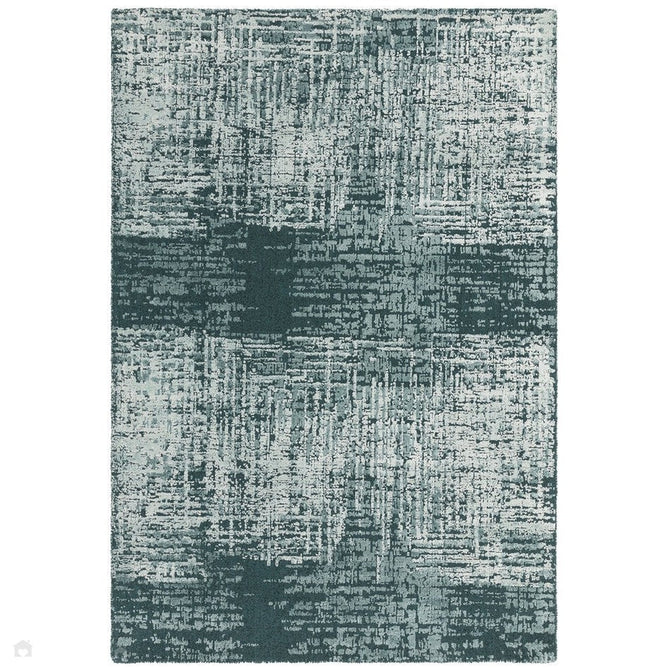 Torino Modern Abstract Distressed Shimmer Tonal Textured Hi-Low Soft Wool Loop & Viscose Flatweave Teal Green/Cream/Grey Rug-Asiatic Carpets-Rug Love - The Most Loved Rug Store