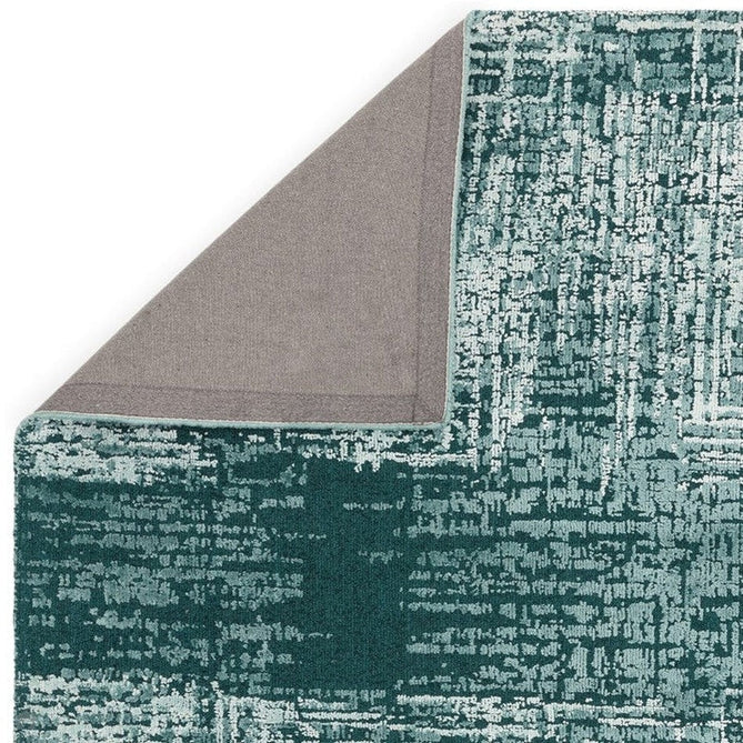 Torino Modern Abstract Distressed Shimmer Tonal Textured Hi-Low Soft Wool Loop & Viscose Flatweave Teal Green/Cream/Grey Rug-Asiatic Carpets-Rug Love - The Most Loved Rug Store