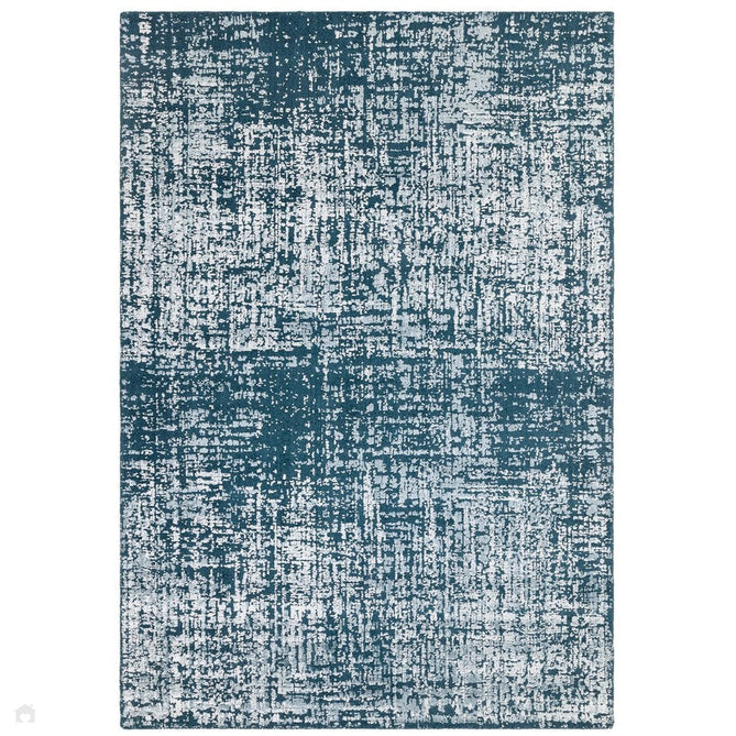 Torino Modern Abstract Distressed Shimmer Tonal Textured Hi-Low Soft Wool Loop & Viscose Flatweave Teal Green/Cream/Grey Rug-Asiatic Carpets-Rug Love - The Most Loved Rug Store