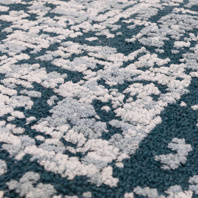 Torino Modern Abstract Distressed Shimmer Tonal Textured Hi-Low Soft Wool Loop & Viscose Flatweave Teal Green/Cream/Grey Rug-Asiatic Carpets-Rug Love - The Most Loved Rug Store