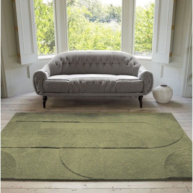 Tova Modern Plain Carved Geometric Hi-Low Textured Soft-Touch Polyester Green Rug-Asiatic Carpets-Rug Love - The Most Loved Rug Store