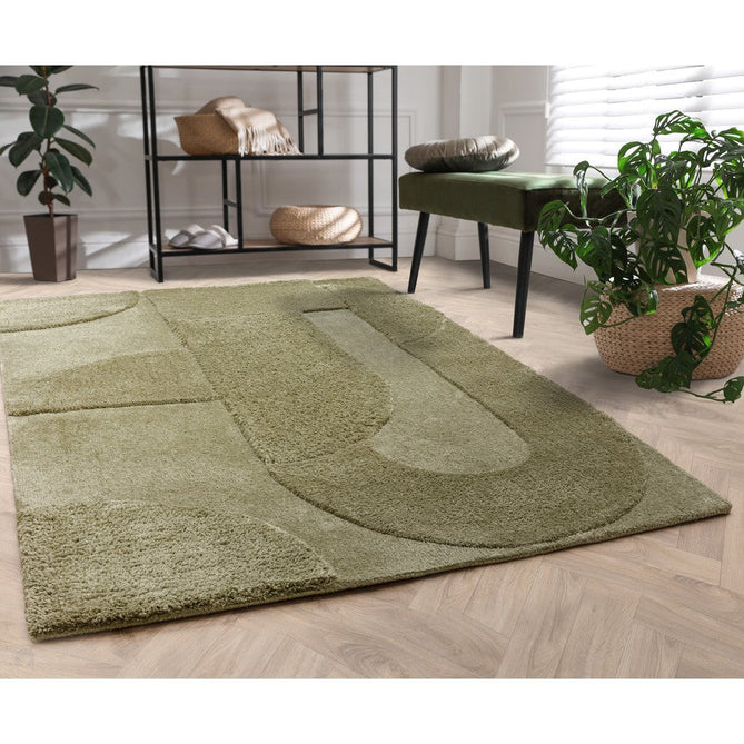 Tova Modern Plain Carved Geometric Hi-Low Textured Soft-Touch Polyester Green Rug-Asiatic Carpets-Rug Love - The Most Loved Rug Store