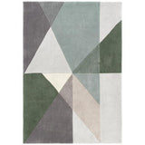Trio Modern Geometric Triangles Hand-Carved Soft Earth/Green/Multicolour Rug