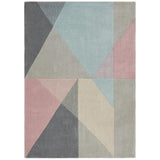 Trio Modern Geometric Triangles Hand-Carved Soft Pastel/Multicolour Rug