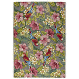 Tropicana 2 E Botanical Floral Durable Stain-Resistant Weatherproof Flatweave In-Outdoor Grey/Pink/Green/Multicolour Rug