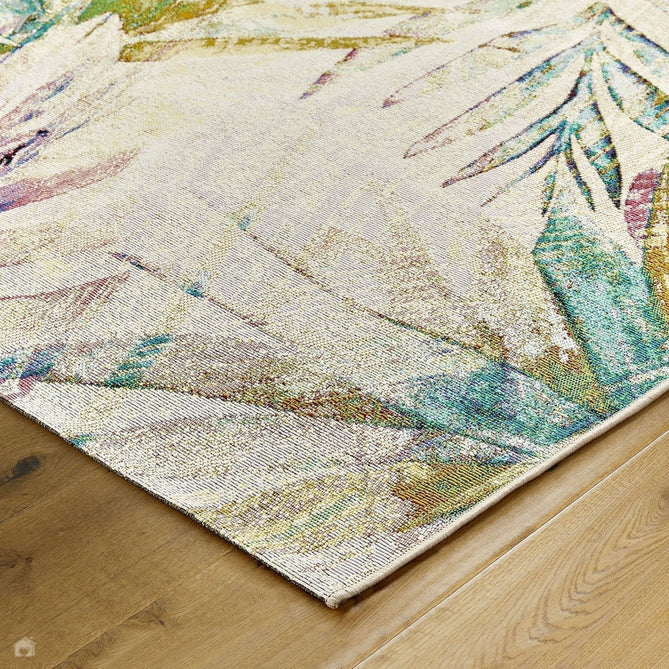 Tropicana 51 X Botanical Floral Durable Stain-Resistant Weatherproof Flatweave In-Outdoor Ivory/Yellow/Coral/Multicolour Rug-Oriental Weavers-Rug Love - The Most Loved Rug Store