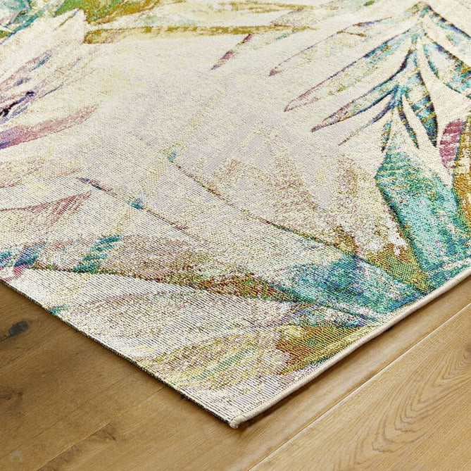 Tropicana 51 X Botanical Floral Durable Stain-Resistant Weatherproof Flatweave In-Outdoor Ivory/Yellow/Coral/Multicolour Rug-Oriental Weavers-Rug Love - The Most Loved Rug Store