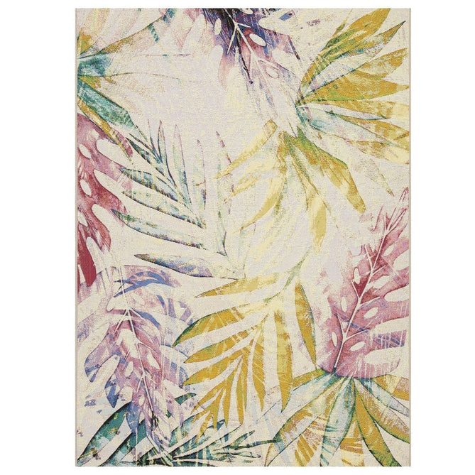 Tropicana 51 X Botanical Floral Durable Stain-Resistant Weatherproof Flatweave In-Outdoor Ivory/Yellow/Coral/Multicolour Rug-Oriental Weavers-Rug Love - The Most Loved Rug Store