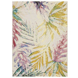 Tropicana 51 X Botanical Floral Durable Stain-Resistant Weatherproof Flatweave In-Outdoor Ivory/Yellow/Coral/Multicolour Rug