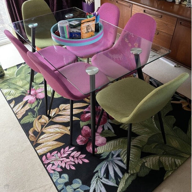 Tropicana 725 K Botanical Floral Durable Stain-Resistant Weatherproof Flatweave In-Outdoor Black/Green/Gold/Multicolour Rug-Oriental Weavers-Rug Love - The Most Loved Rug Store