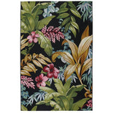 Tropicana 725 K Botanical Floral Durable Stain-Resistant Weatherproof Flatweave In-Outdoor Black/Green/Gold/Multicolour Rug