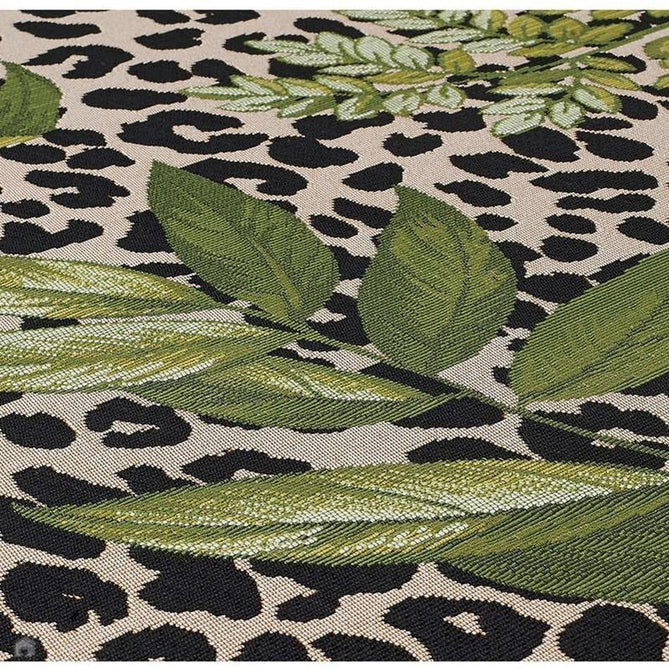 Tropicana 823 K Floral Leopard Durable Stain-Resistant Weatherproof Flatweave In-Outdoor Cream/Black/Green/Multicolour Rug-Oriental Weavers-Rug Love - The Most Loved Rug Store