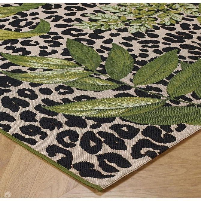 Tropicana 823 K Floral Leopard Durable Stain-Resistant Weatherproof Flatweave In-Outdoor Cream/Black/Green/Multicolour Rug-Oriental Weavers-Rug Love - The Most Loved Rug Store