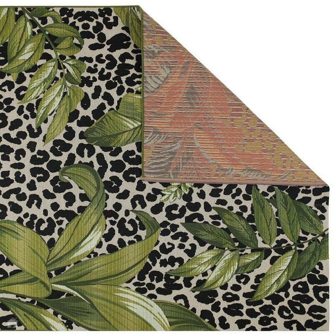 Tropicana 823 K Floral Leopard Durable Stain-Resistant Weatherproof Flatweave In-Outdoor Cream/Black/Green/Multicolour Rug-Oriental Weavers-Rug Love - The Most Loved Rug Store