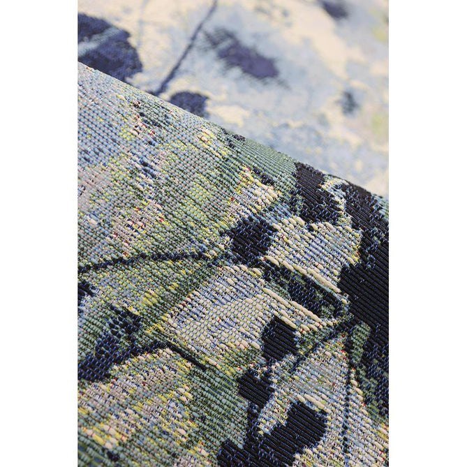 Tropicana Watercolour Modern Botanical Floral Durable Stain-Resistant Weatherproof Flatweave In-Outdoor Blue Rug-Melrose-Rug Love - The Most Loved Rug Store