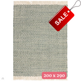 Vigo Modern Geometric Zig Zag Hand-Woven Jute Mix Soft-Touch Boho Flatweave Green/Cream Rug 200 x 290 cm